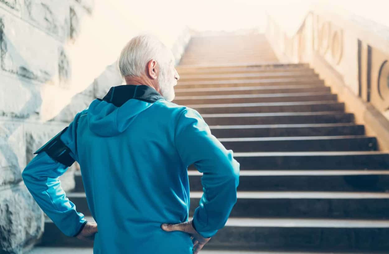 Approaching-Retirement-Man-Running-up-steps
